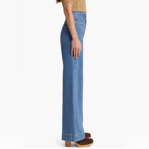 NWT $268 FRAME Le Hardy High Waist Wide Leg Jeans in 'Deepwater' in size 32! - Picture 3 of 12